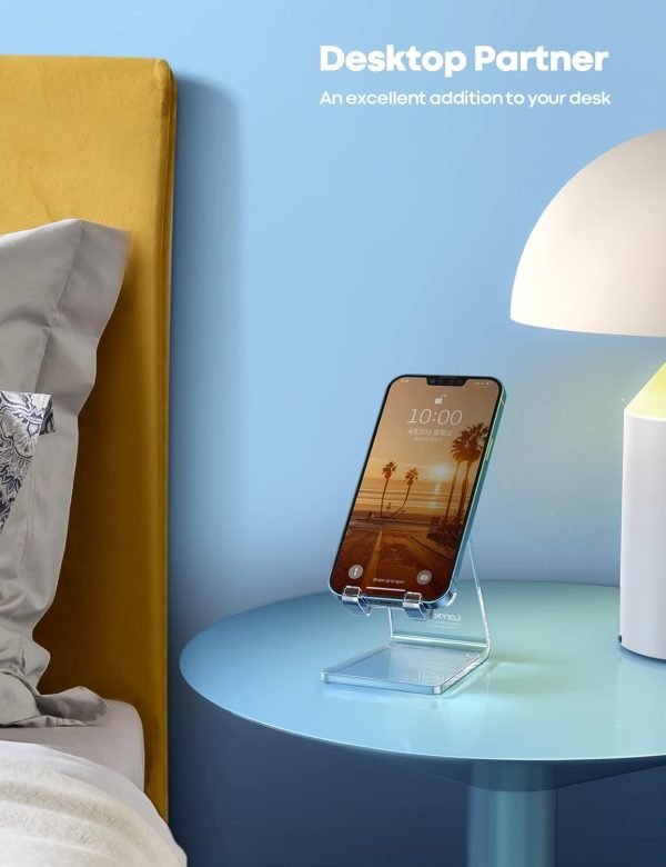 wholesale lamicall cell phone stand, desk accessories - clear office cell phone holder, acrylic phone stand for desk, desktop, acrylic office desk accessories, desk decor, suitable for iphone, 4-8'' phone free samples