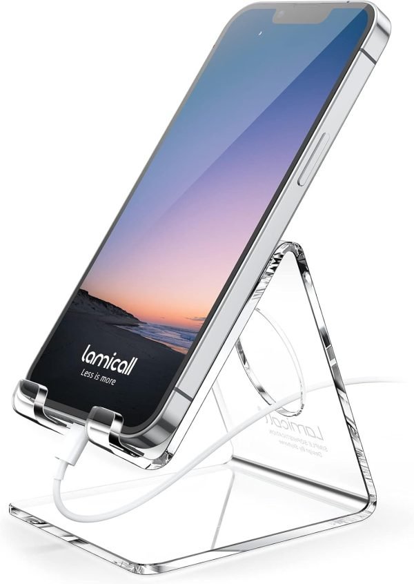 wholesale lamicall cell phone stand, desk accessories - clear office cell phone holder, acrylic phone stand for desk, desktop, acrylic office desk accessories, desk decor, suitable for iphone, 4-8'' phone free samples