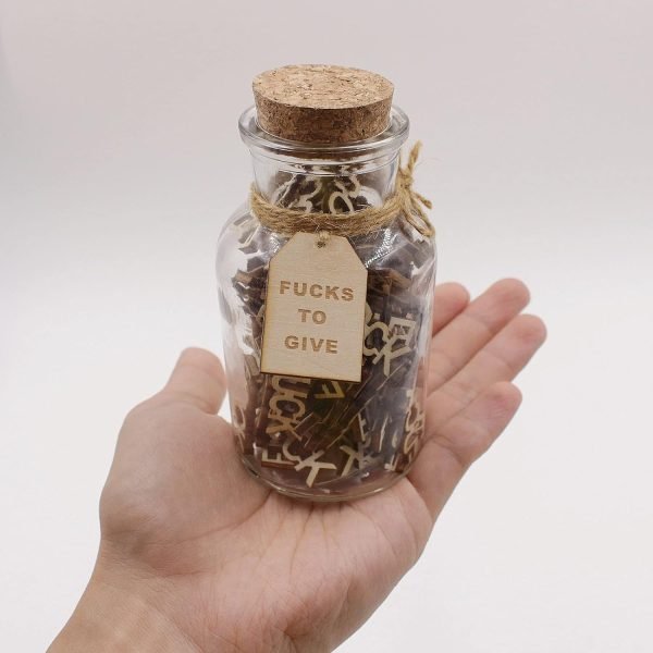 wholesale jar of fucks（5oz）gift jar,fucks to give,fuck wooden cutout letter piece bad mood vent spoof birthday day,holiday, gift to friend,funny gift,valentines day. free samples
