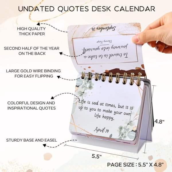 wholesale motivational calendar - daily flip calendar with inspirational quotes, 5.5" x 4.8", undated desk perpetual calendar, inspirational gifts & office decor for women, men free samples