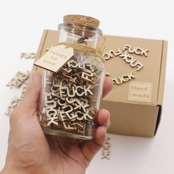 wholesale jar of fucks（5oz）gift jar,fucks to give,fuck wooden cutout letter piece bad mood vent spoof birthday day,holiday, gift to friend,funny gift,valentines day. free samples