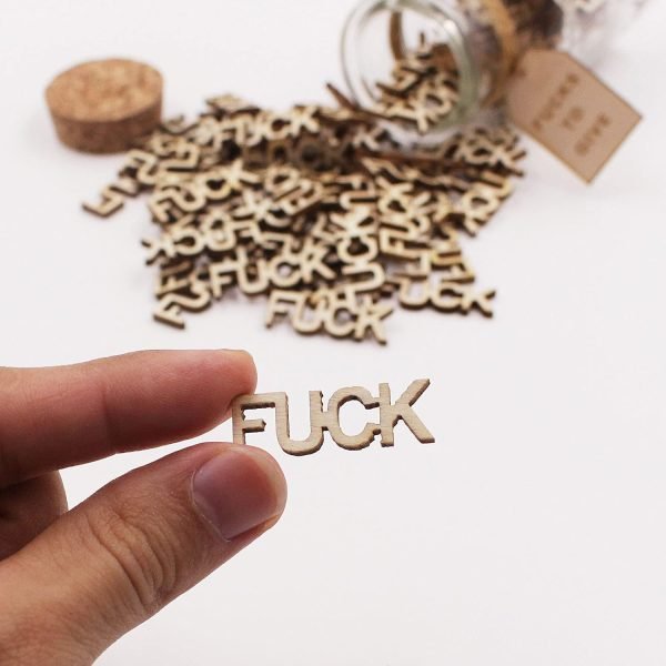 wholesale jar of fucks（5oz）gift jar,fucks to give,fuck wooden cutout letter piece bad mood vent spoof birthday day,holiday, gift to friend,funny gift,valentines day. free samples