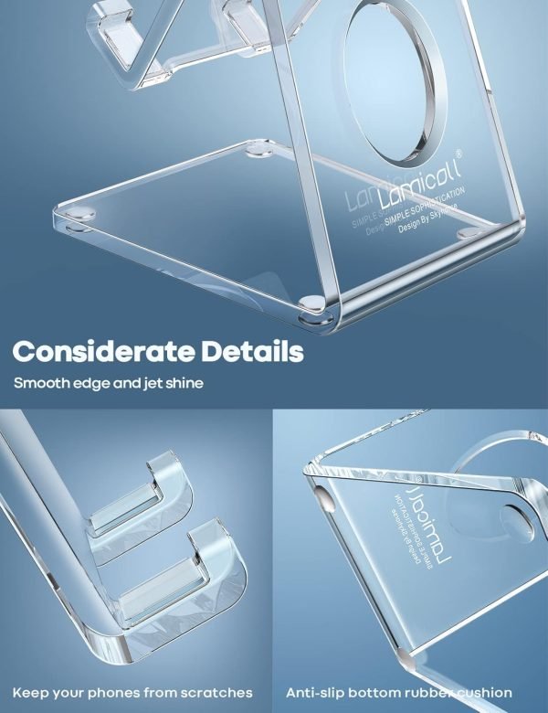 wholesale lamicall cell phone stand, desk accessories - clear office cell phone holder, acrylic phone stand for desk, desktop, acrylic office desk accessories, desk decor, suitable for iphone, 4-8'' phone free samples