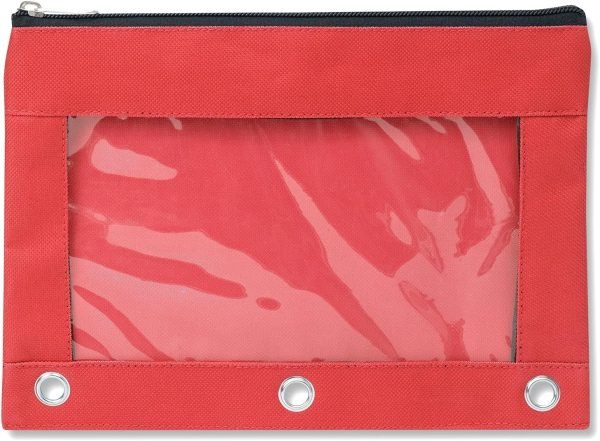 wholesale 24 pack clear pencil pouch for 3 ring binder bulk pencil pouch bags for binder with see through window and zipper | pencil pouch bundle for school, office, budgets (24 pencil cases in 8 colors) free samples
