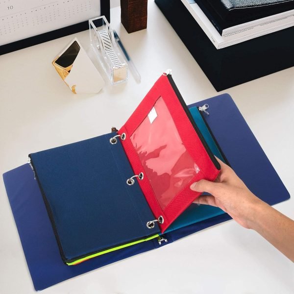 wholesale 24 pack clear pencil pouch for 3 ring binder bulk pencil pouch bags for binder with see through window and zipper | pencil pouch bundle for school, office, budgets (24 pencil cases in 8 colors) free samples