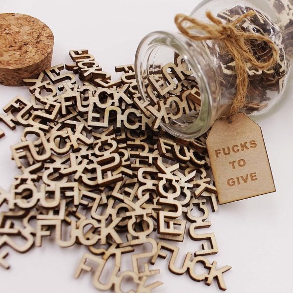 wholesale jar of fucks（5oz）gift jar,fucks to give,fuck wooden cutout letter piece bad mood vent spoof birthday day,holiday, gift to friend,funny gift,valentines day. free samples